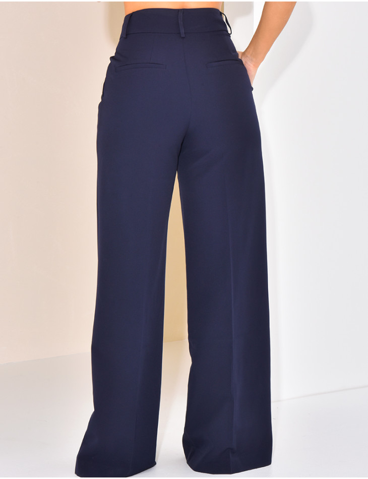 High-waisted, straight-leg tailored trousers