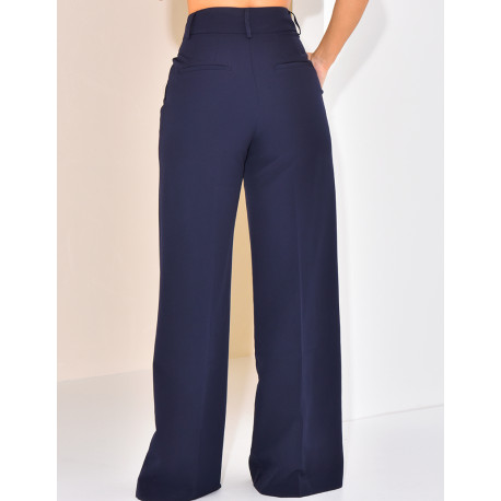 High-waisted, straight-leg tailored trousers