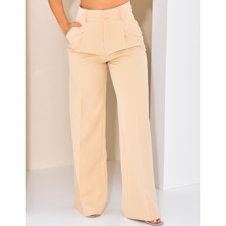 High-waisted, straight-leg tailored trousers