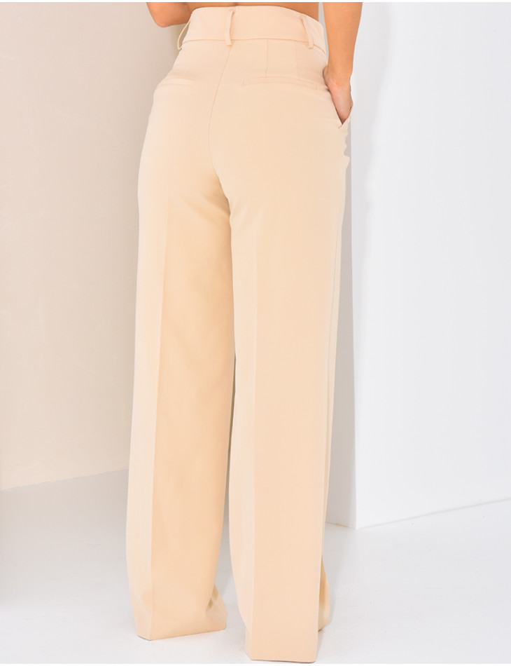 High-waisted, straight-leg tailored trousers