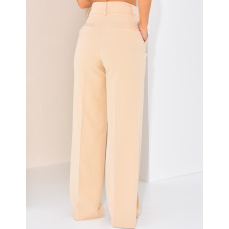 High-waisted, straight-leg tailored trousers