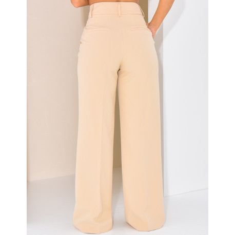 High-waisted, straight-leg tailored trousers