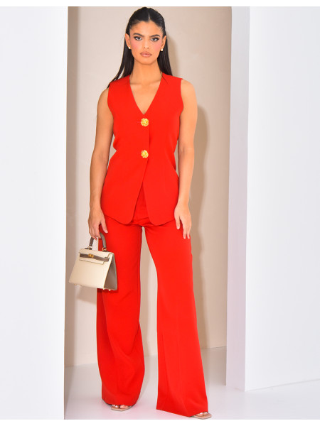 High-waisted, straight-leg tailored trousers