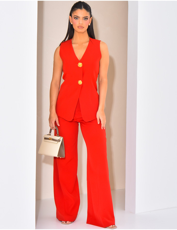 Pantalon de tailleur taille haute et droit