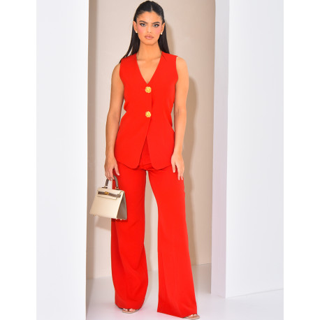 Pantalon de tailleur taille haute et droit
