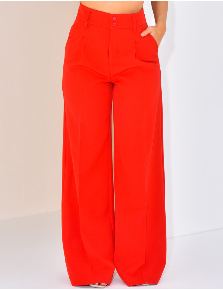 High-waisted, straight-leg tailored trousers