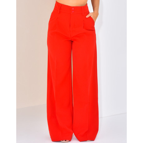 High-waisted, straight-leg tailored trousers