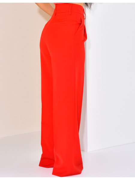 High-waisted, straight-leg tailored trousers