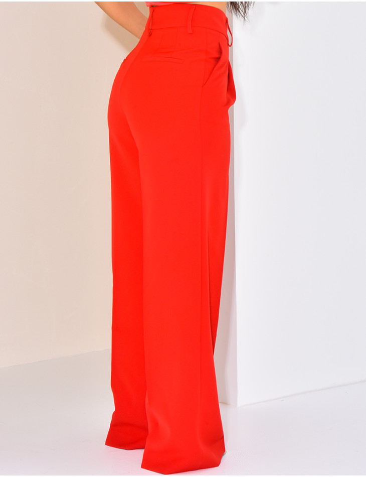 High-waisted, straight-leg tailored trousers