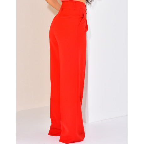 High-waisted, straight-leg tailored trousers