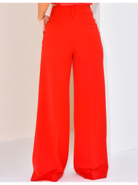 High-waisted, straight-leg tailored trousers