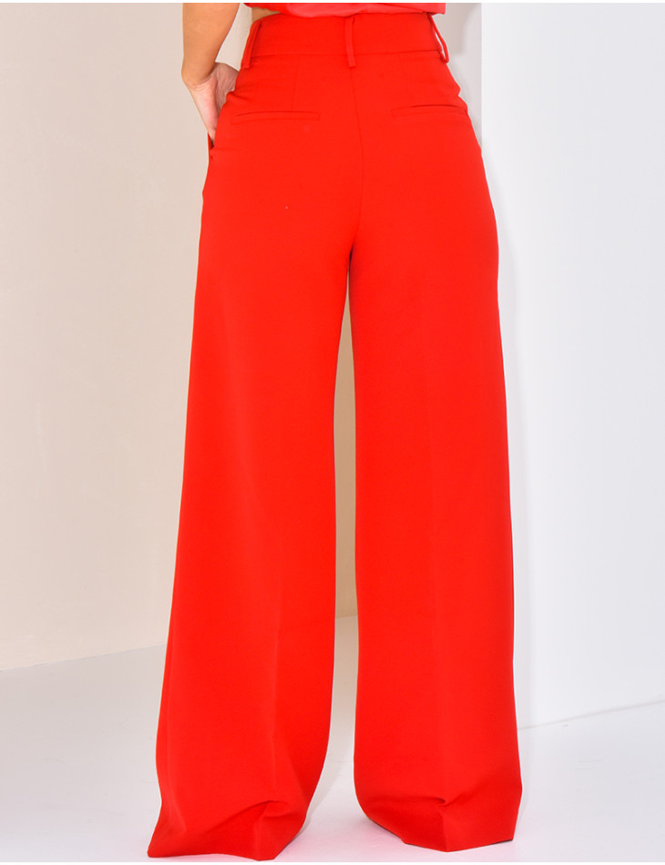 High-waisted, straight-leg tailored trousers
