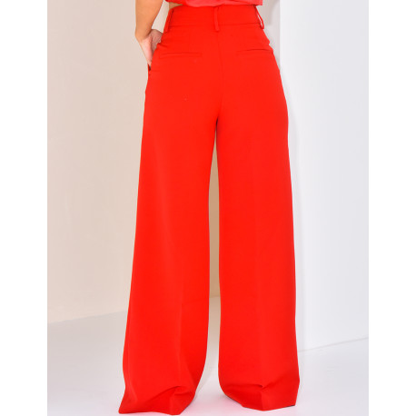 High-waisted, straight-leg tailored trousers