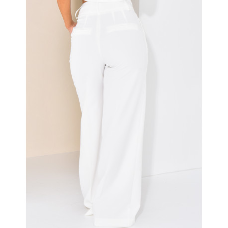 Pantalon de tailleur taille haute et droit