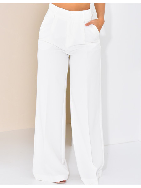 Pantalon de tailleur taille haute et droit