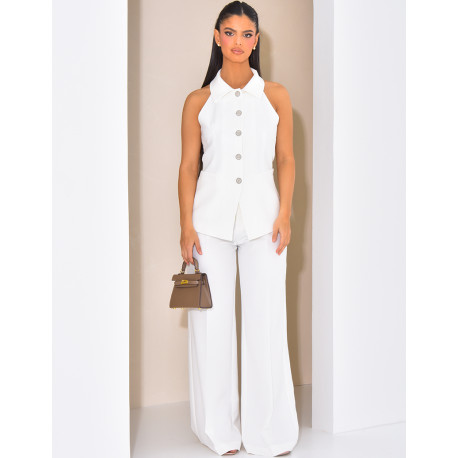 Pantalon de tailleur taille haute et droit