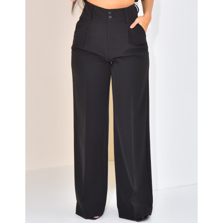 Pantalon de tailleur taille haute et droit