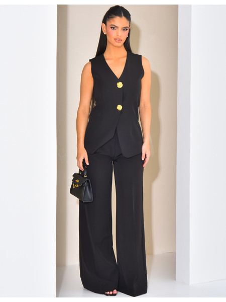 Pantalon de tailleur taille haute et droit