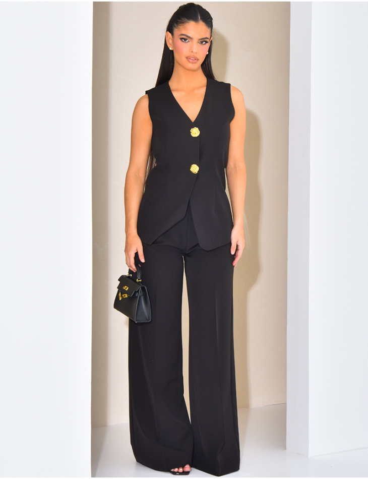 Pantalon de tailleur taille haute et droit