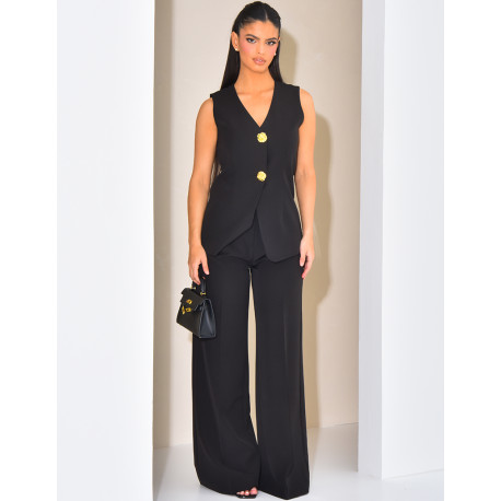 Pantalon de tailleur taille haute et droit