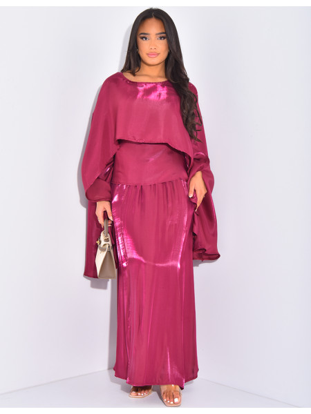 Long skirt and ruffled top to tie in the back outfit