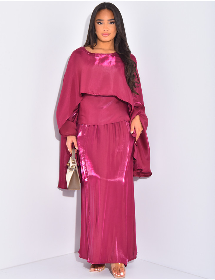 Long skirt and ruffled top to tie in the back outfit