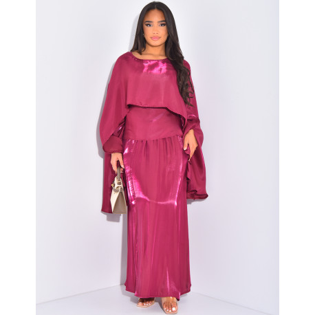 Long skirt and ruffled top to tie in the back outfit