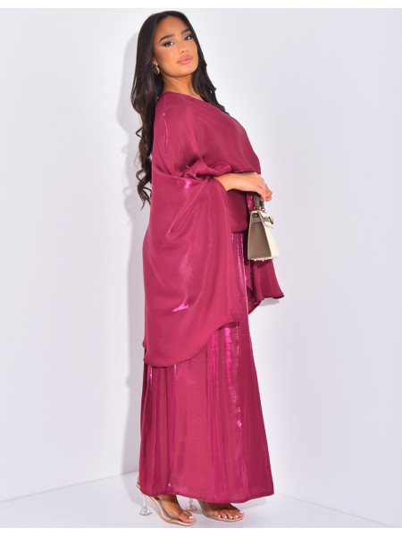 Long skirt and ruffled top to tie in the back outfit