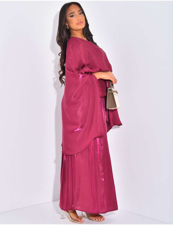 Long skirt and ruffled top to tie in the back outfit