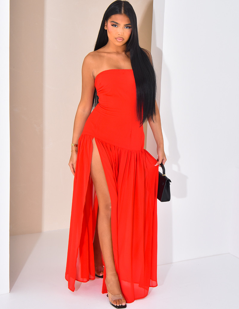 Robe longue bustier à voile...