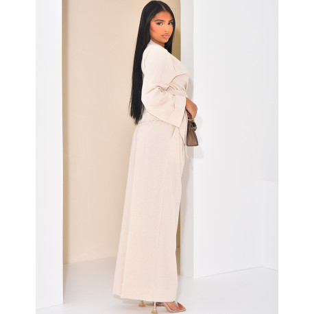 Ensemble en lin chemise cache-coeur et pantalon droit