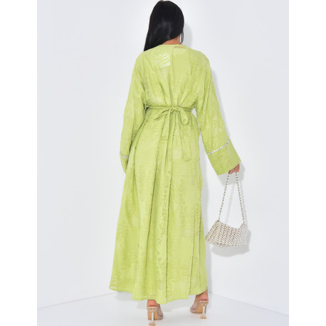 Ensemble robe sans manche et kimono texturé à strass