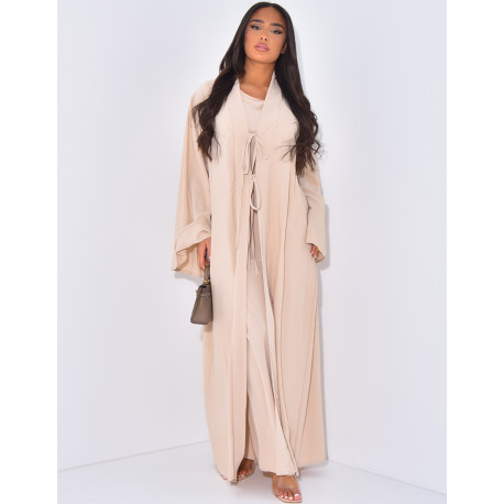 Set aus ärmellosem Kleid und langem Kimono zum Binden