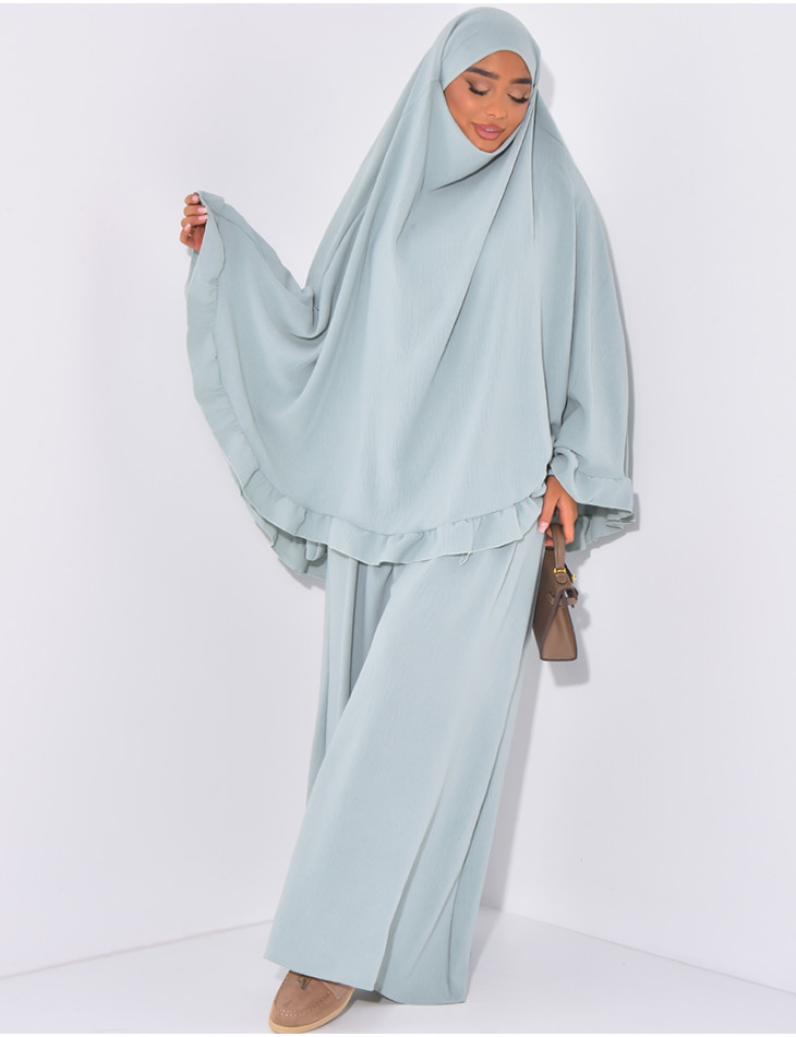 Ensemble robe et khimar à volants