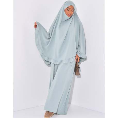 Ensemble robe et khimar à volants