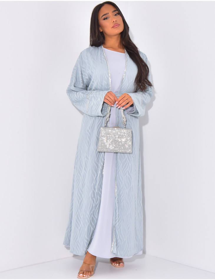Set aus Kleid und Kimono, durchbrochen mit Strasssteinen.