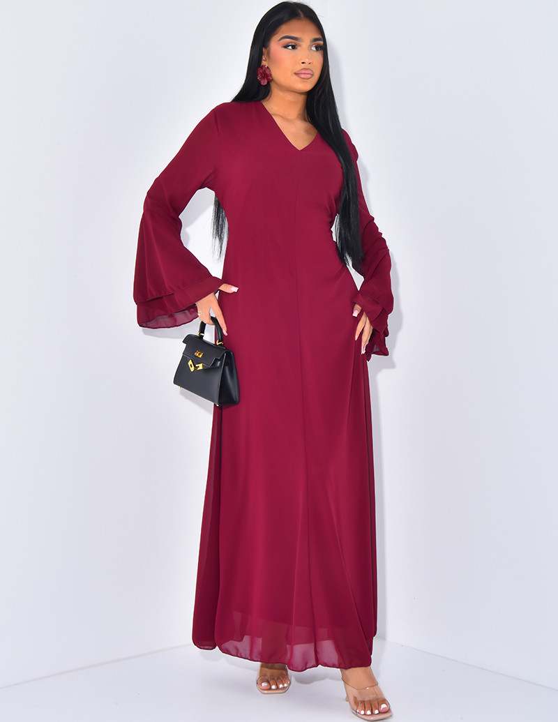 Long dress in lined voile...