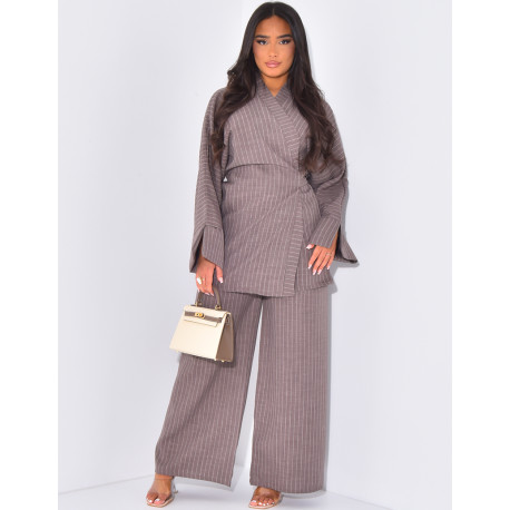 Tie kimono and trousers set