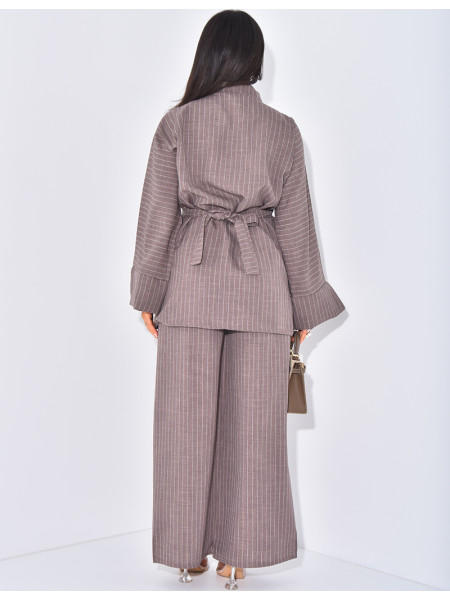 Tie kimono and trousers set