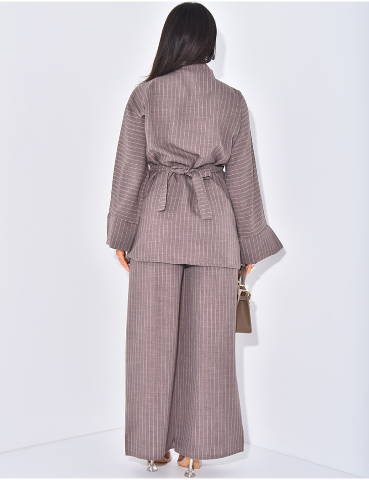 Tie kimono and trousers set