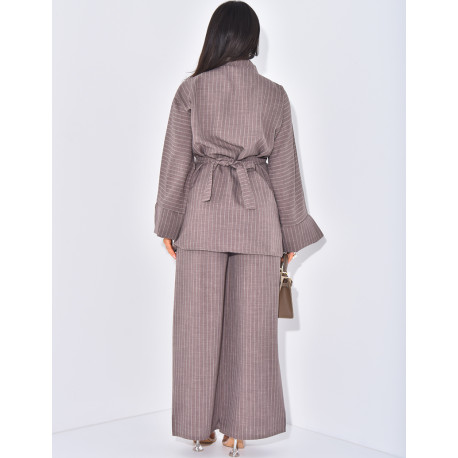 Tie kimono and trousers set