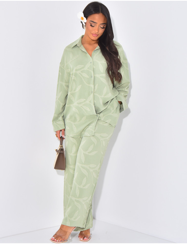 Patterned trousers and shirt set
