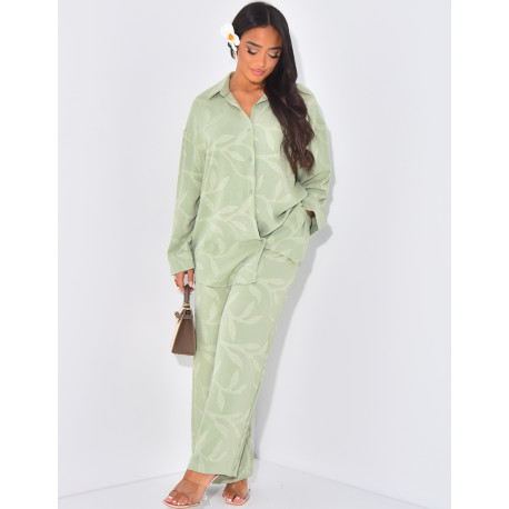 Patterned trousers and shirt set
