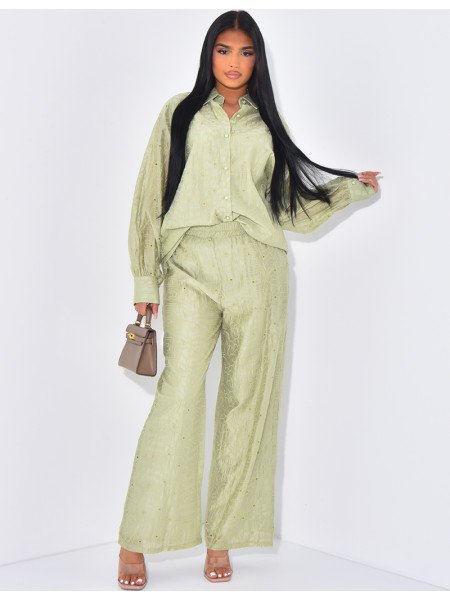 Ensemble pantalon et chemise brodé
