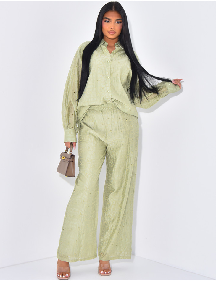 Ensemble pantalon et chemise brodé