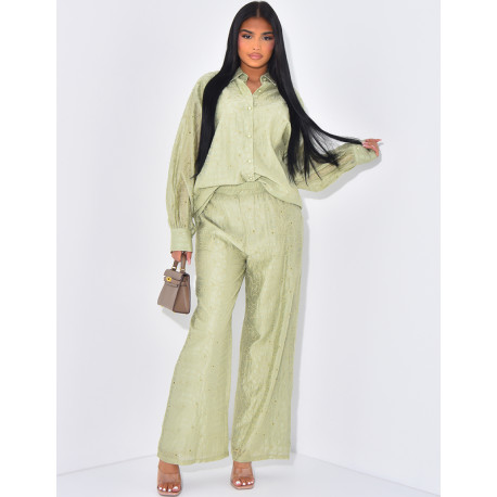 Ensemble pantalon et chemise brodé