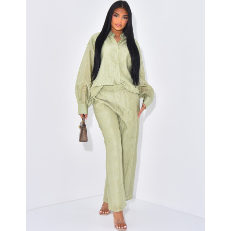 Trousers and embroidered shirt set