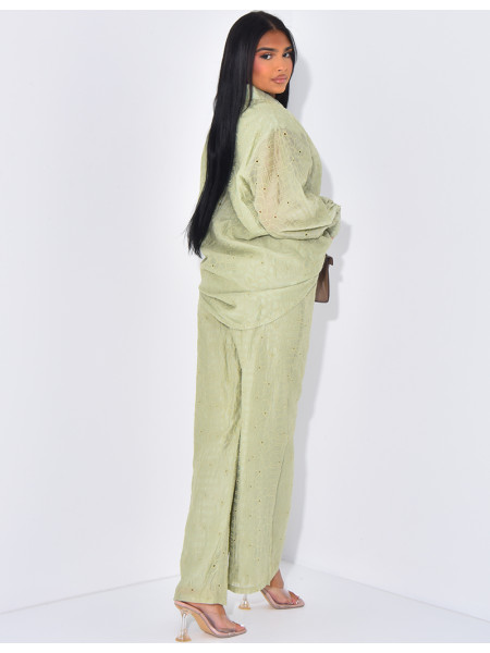 Ensemble pantalon et chemise brodé