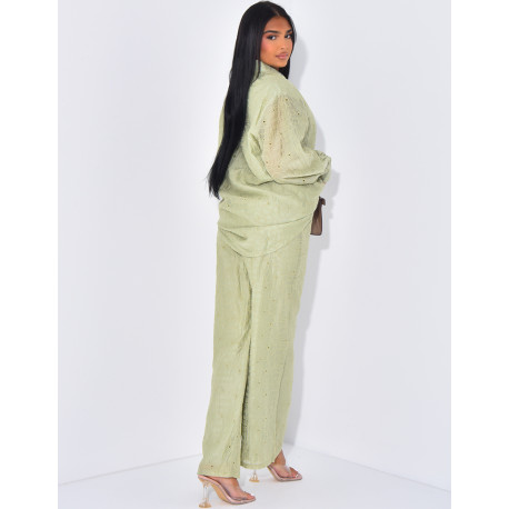 Ensemble pantalon et chemise brodé