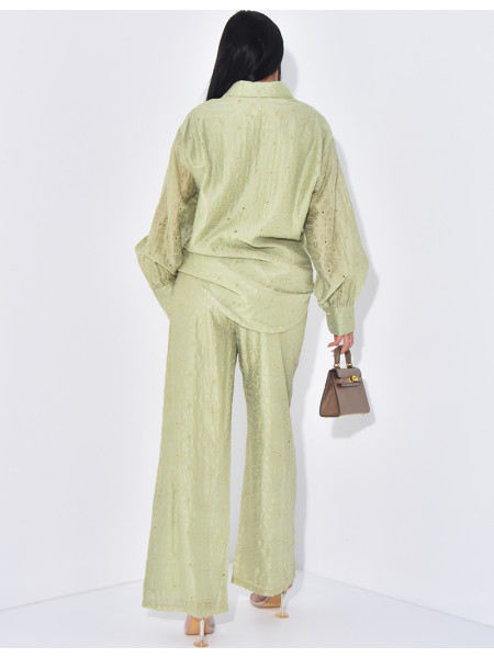 Ensemble pantalon et chemise brodé